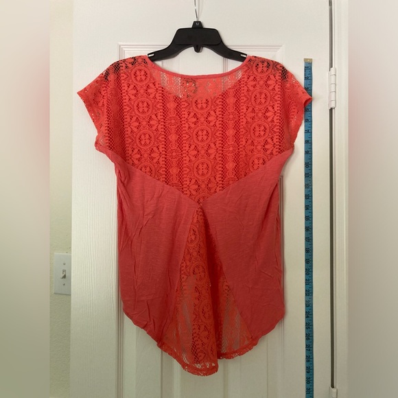 EYELASH COUTURE WOMEN'S BLOUSE TOP Size Small Lace Round Neck Short Sleeve Pink - Picture 3 of 7